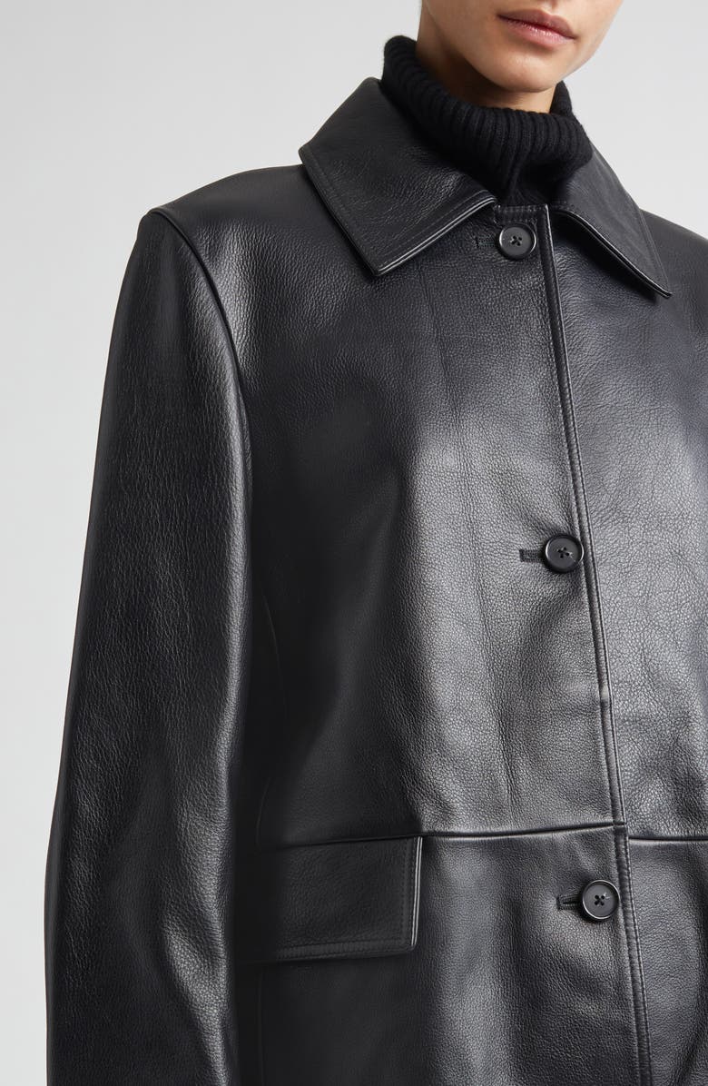 TOTEME Grained Leather Jacket, Alternate, color, Black