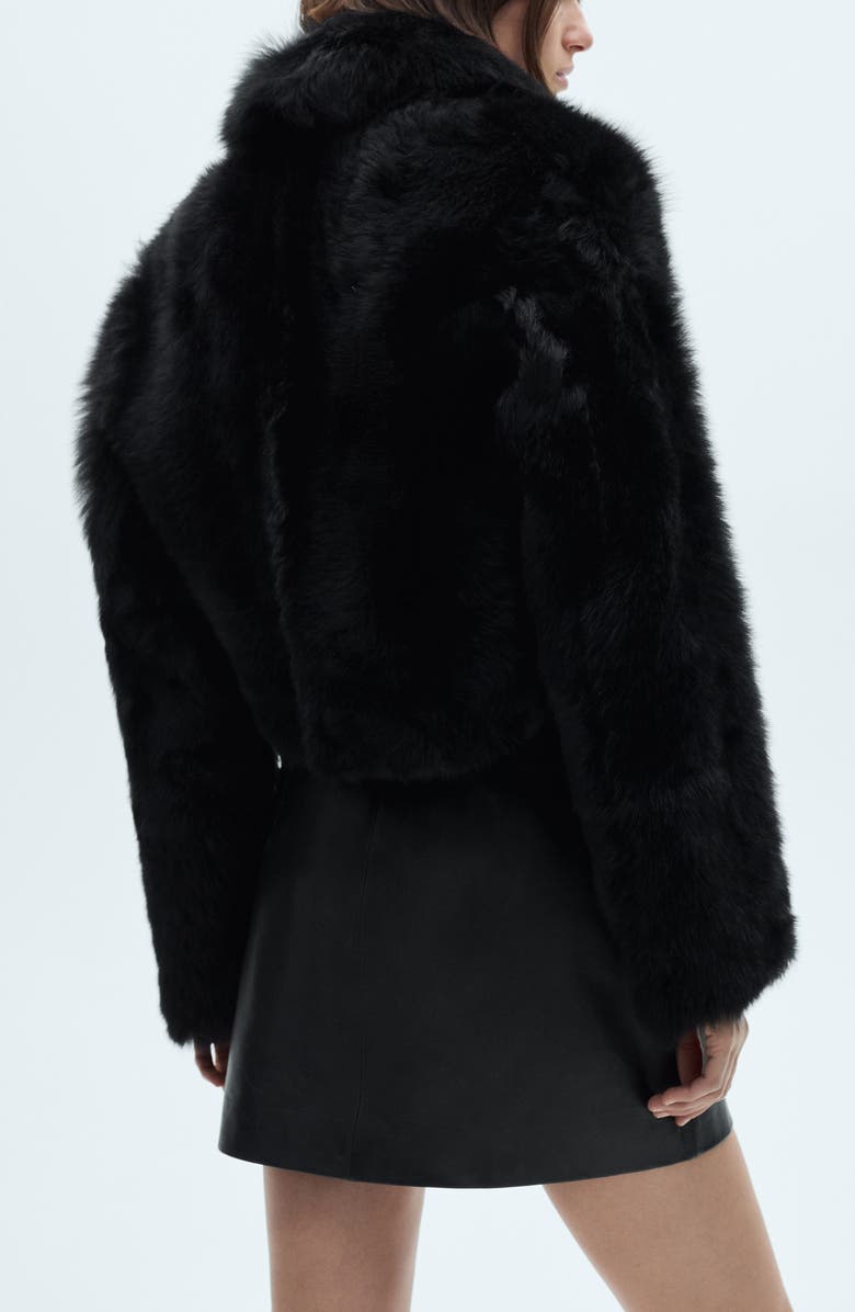 MANGO Reversible Leather & Faux Fur Crop Jacket, Alternate, color, 