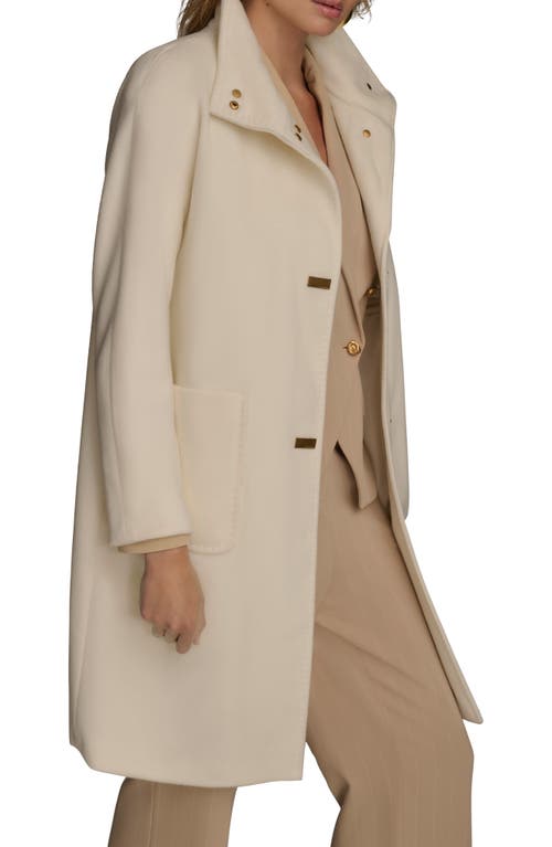 Donna Karan New York Convertible Collar Wool Blend Coat In White