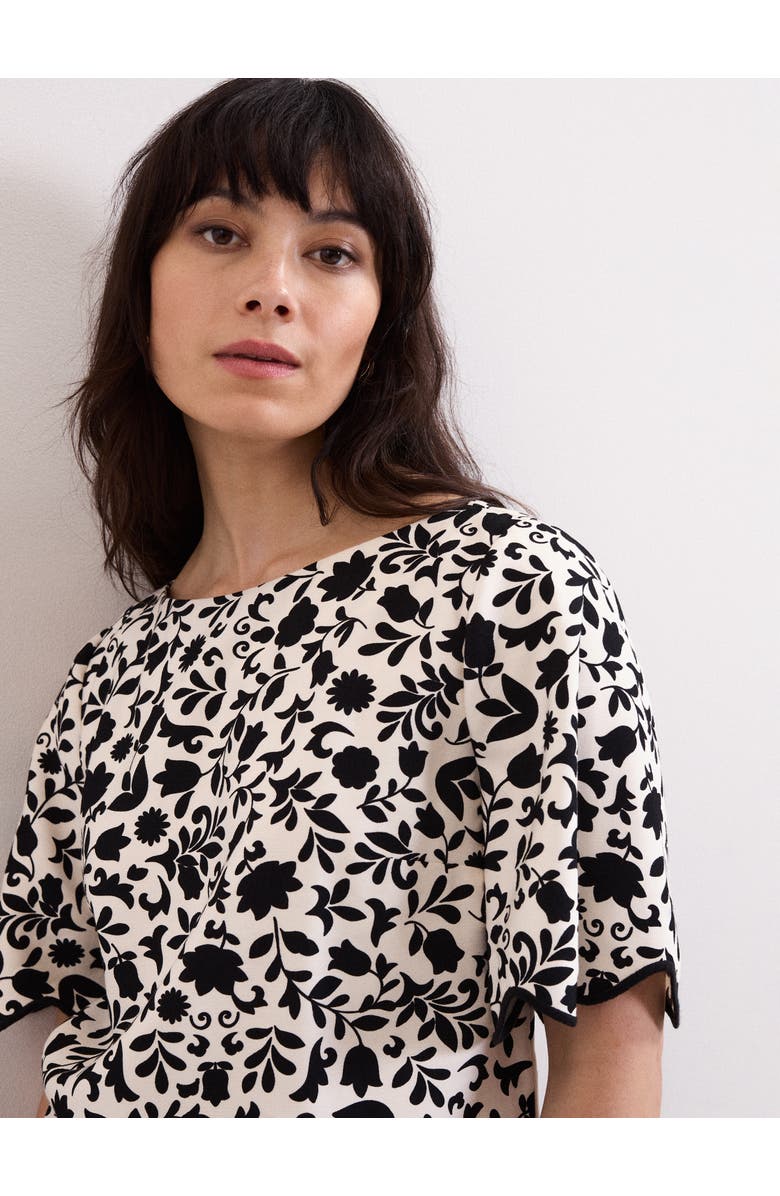 Phase Eight Abi Printed Top, Alternate, color, Black/Ivory