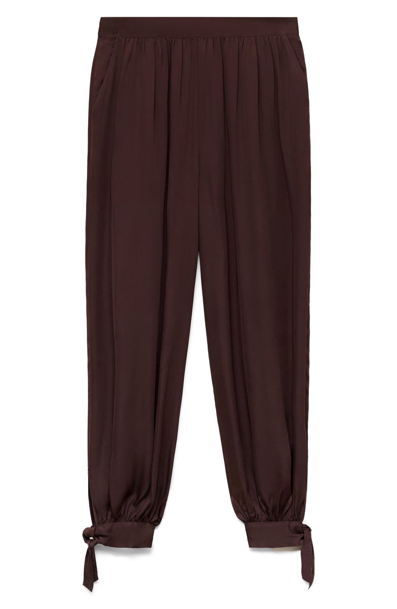 MANGO Tie Cuff Balloon Pants, Alternate, color, Chocolate