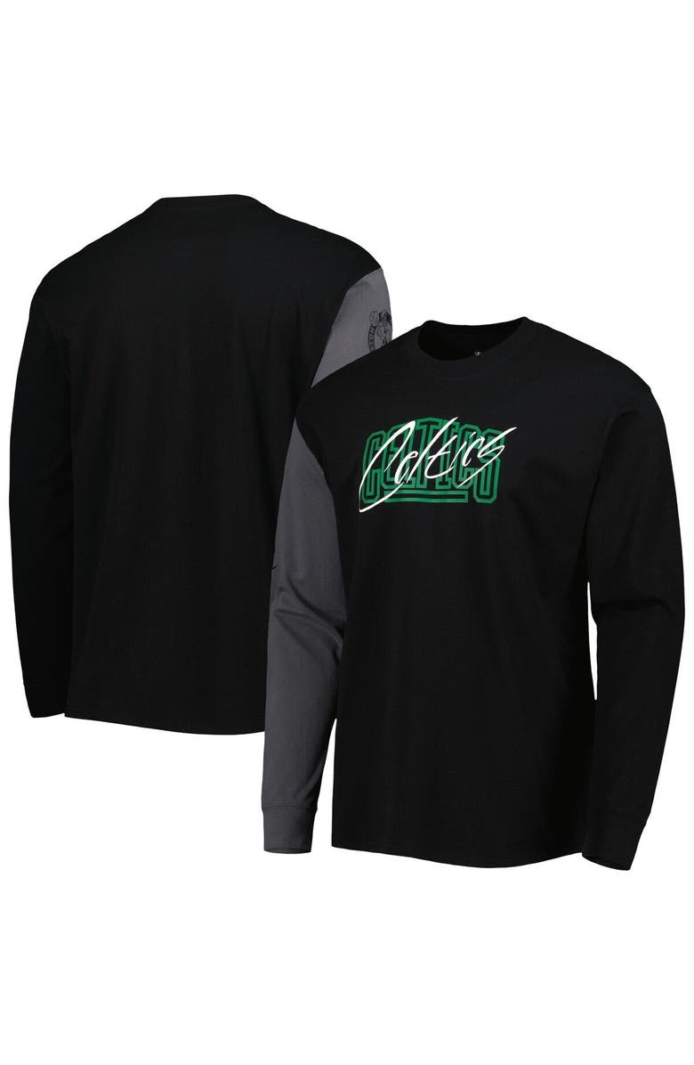 Nike Men's Nike Black Boston Celtics Courtside Versus Flight MAX90 Long Sleeve T-Shirt, Alternate, color, 