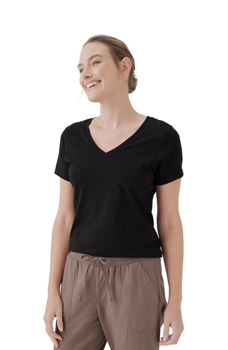 Pact Organic Cotton Softspun V-Neck Tee, Alternate, color, Black