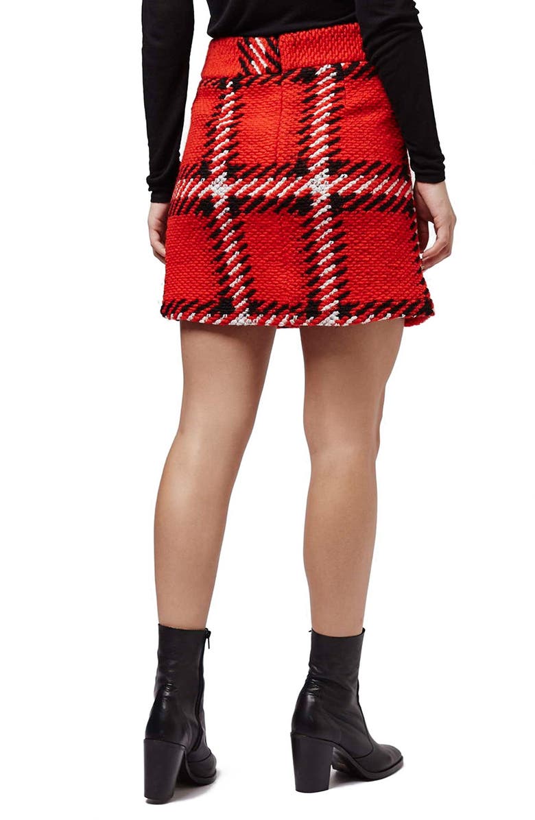 Topshop Check High Rise Skirt, Alternate, color, 