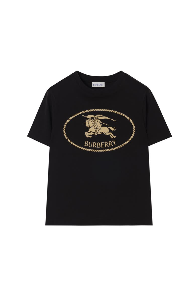 Burberry Knight Stamp Cotton T-shirt, Main, color, Black