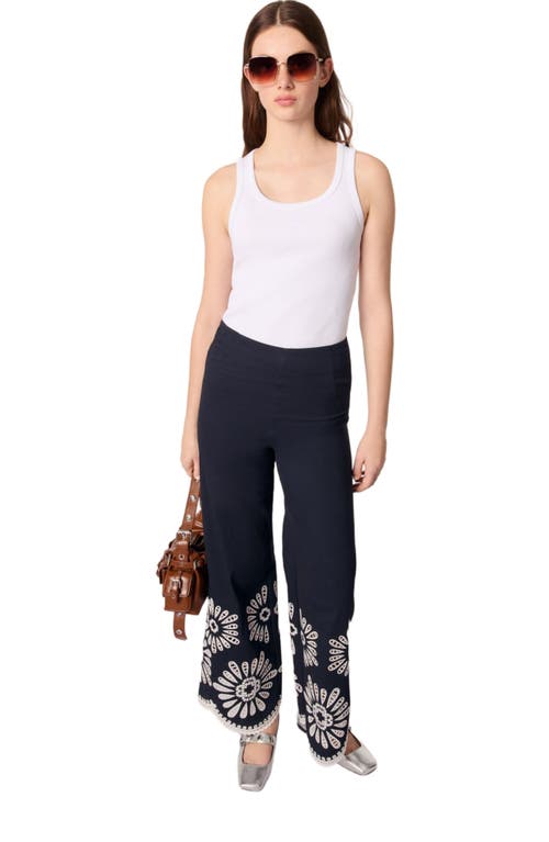 Maje Trousers With Crochet Detail In Navy