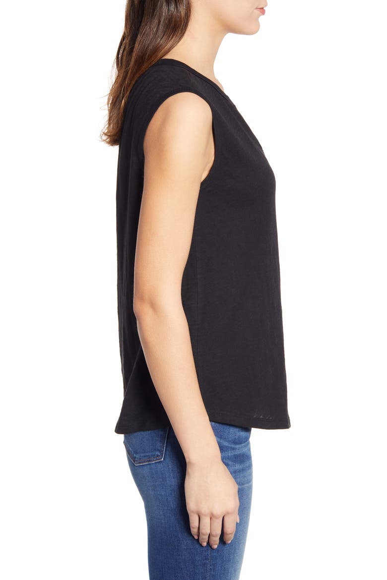 Sleeveless Button Top, Alternate, color, BLACK