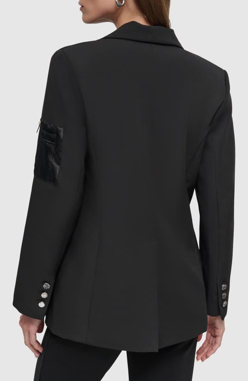 Dkny Cargo Sleeve Pocket Ponte Twill Blazer In Black
