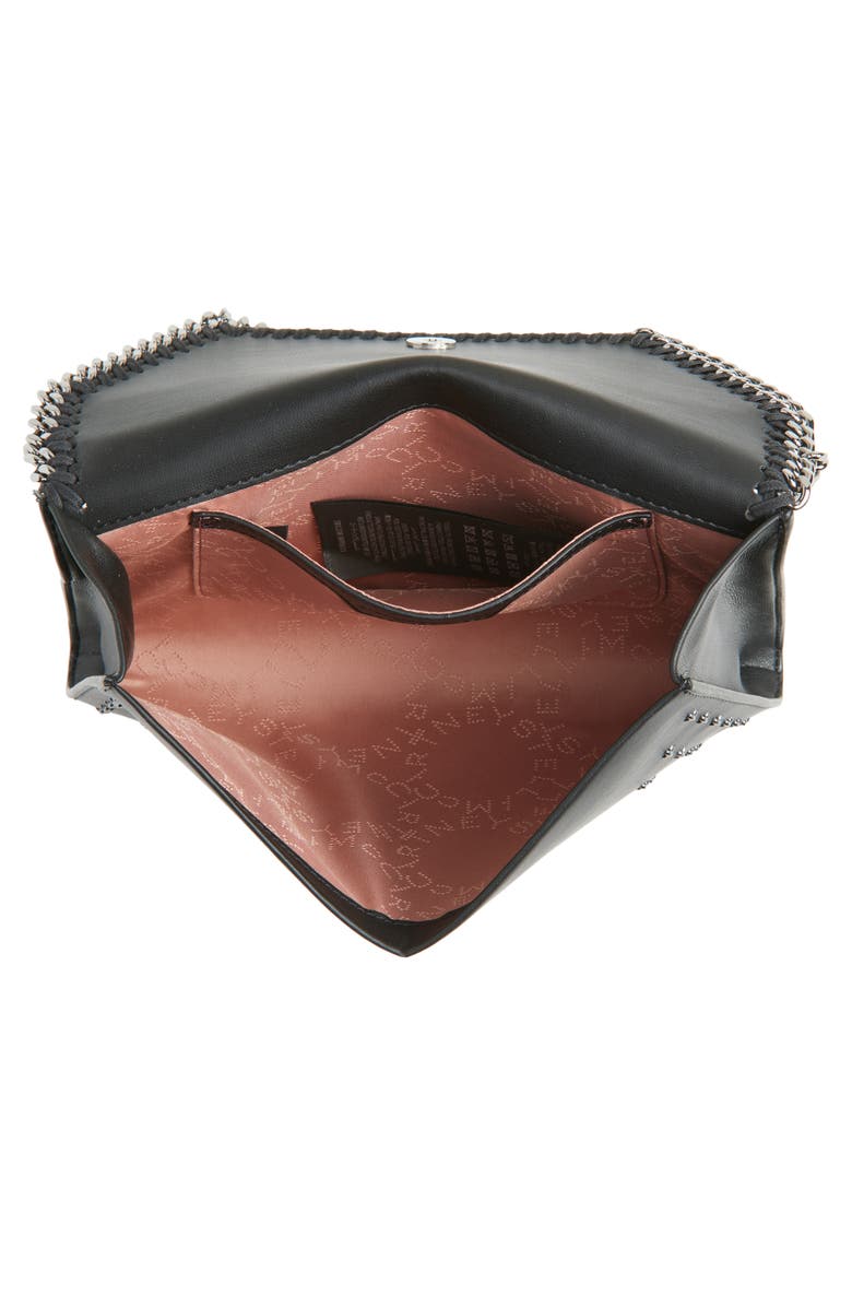 Stella McCartney Falabella Rock Edition NY Faux Leather Wallet on a Chain, Alternate, color, Black