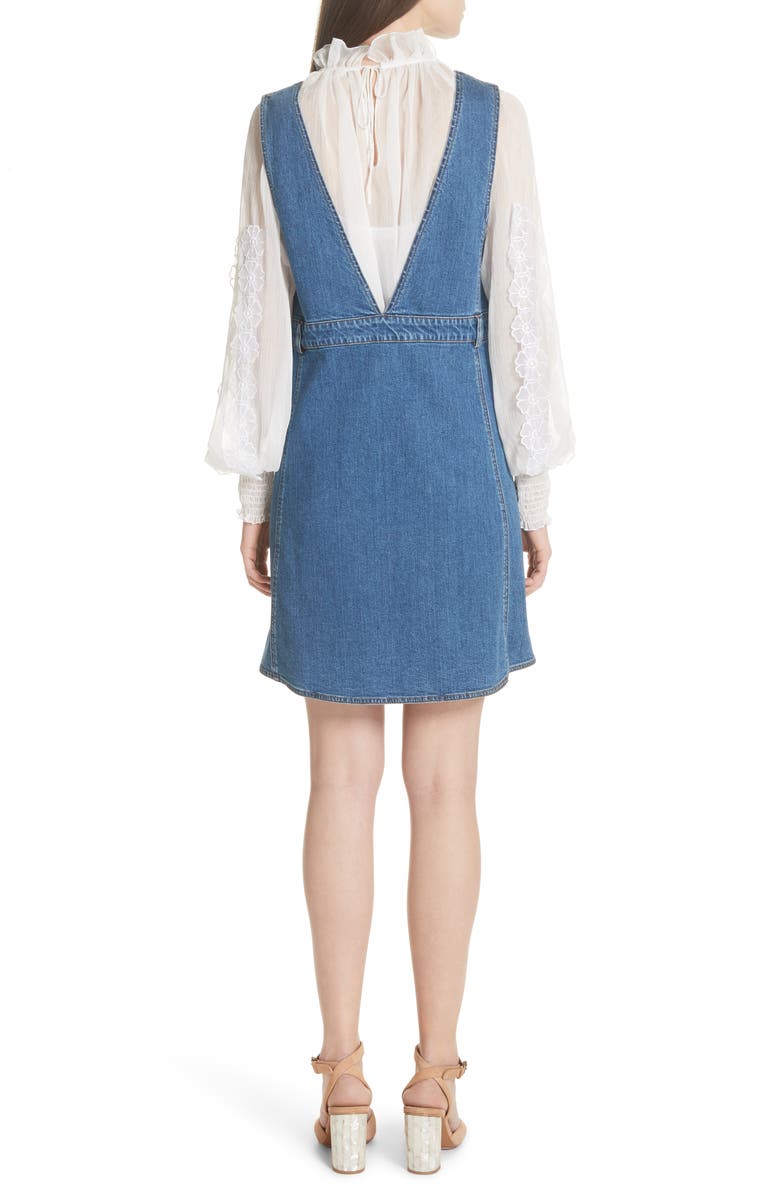 See by Chloé Denim Overall Dress, Alternate, color, 