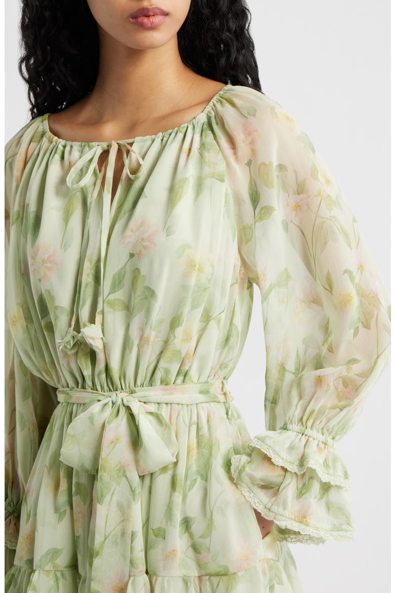 Paloma Floral Print Long Sleeve Minidress, Alternate, color, SAGE PINK YELLOW