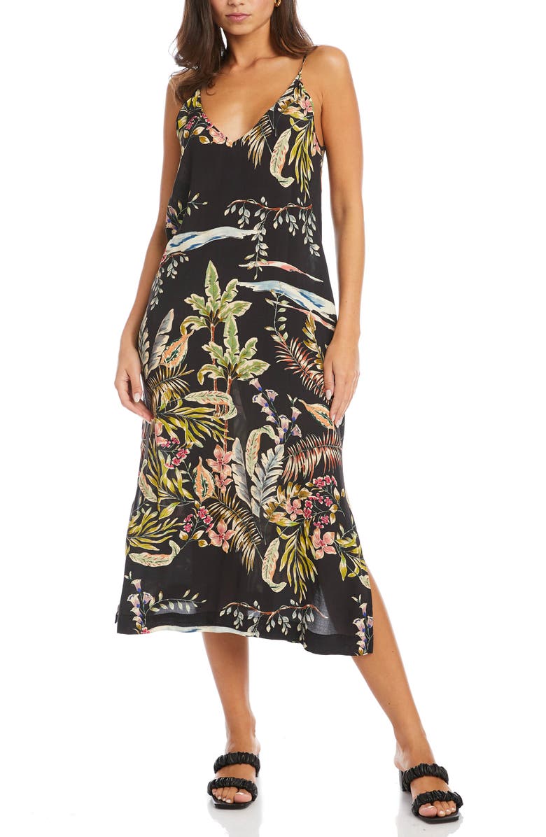 Karen Kane Printed Side Slit Midi Slipdress, Main, color,