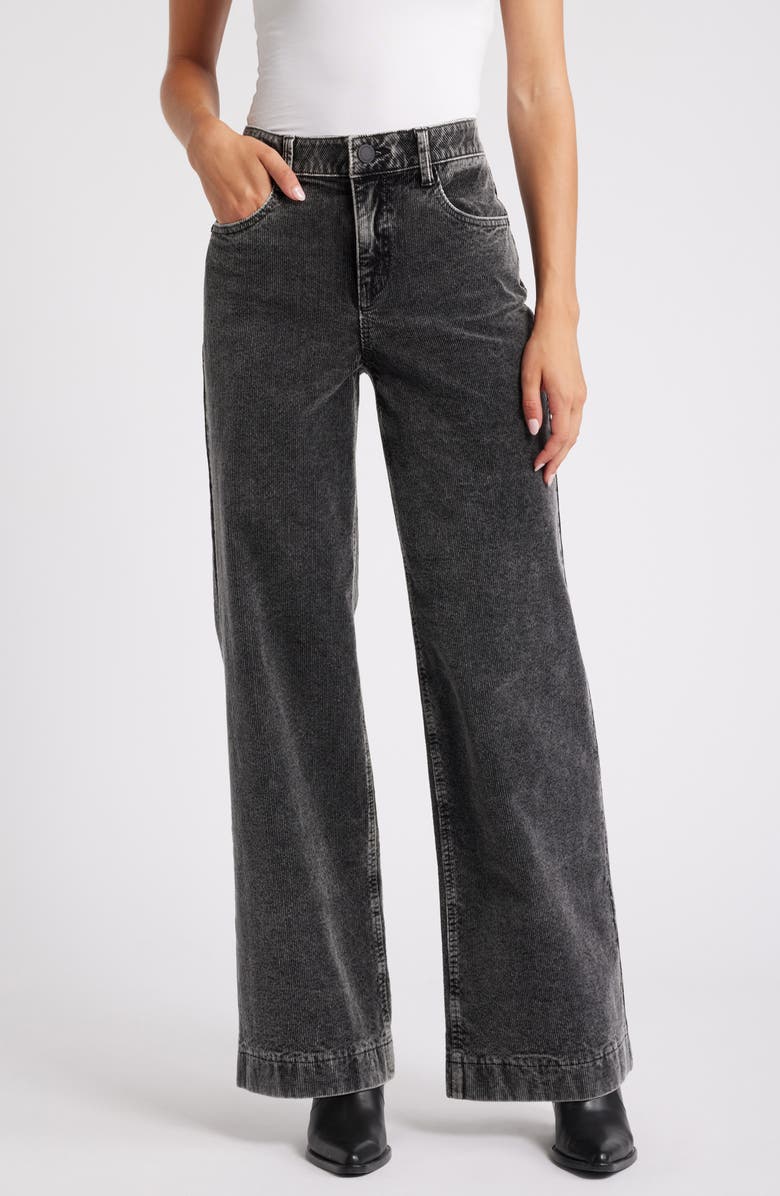 Wit & Wisdom Sam High Waist Wide Leg Corduroy Pants, Main, color, Washed Grey