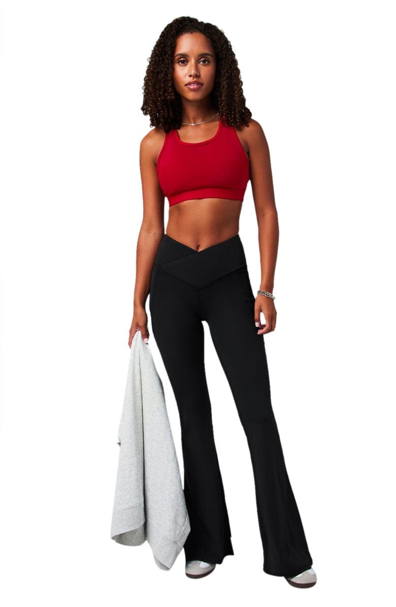Fabletics Women's Oasis PureLuxe High-Waisted Crossover Flare, Alternate, color, Black