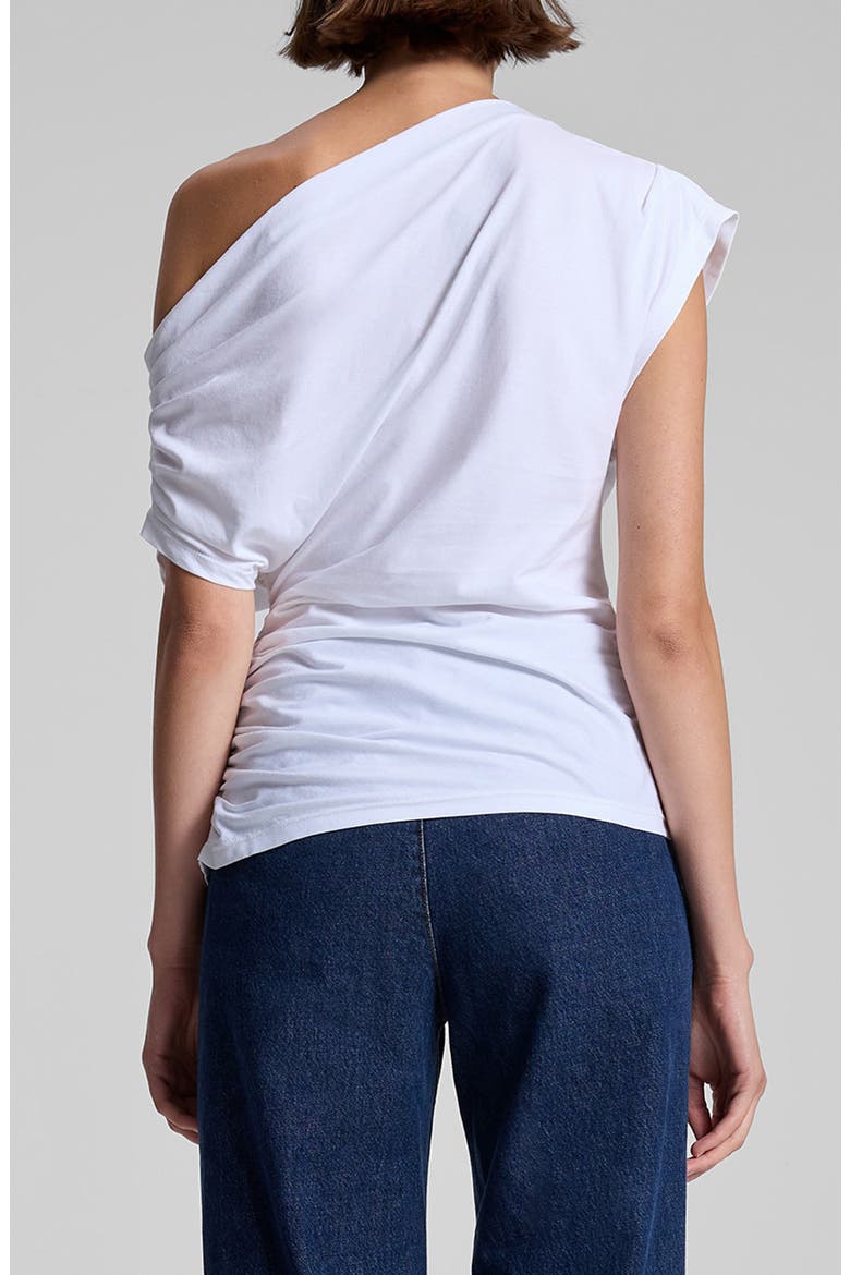 Alice One-Shoulder Cotton Jersey Top, Alternate, color, WHITE
