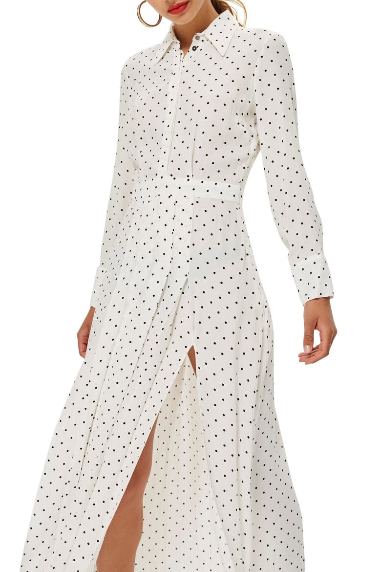 Dot Print Dress, Alternate, color, WHITE MULTI