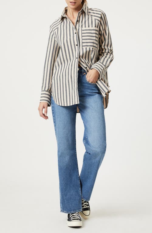 Mavi Jeans Oversize Stripe Long Sleeve Button-up Shirt In Beige Bold Stripe