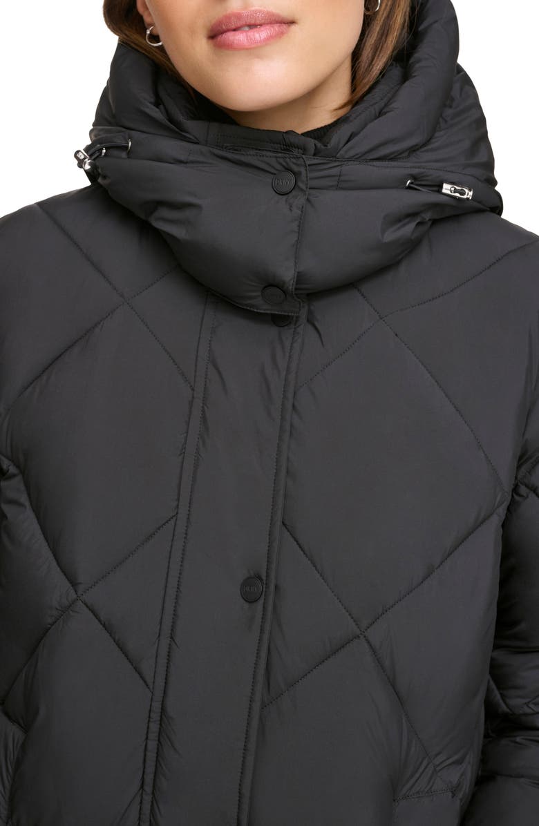 DKNY Diamond Quilted Hooded Puffer Jacket, Alternate, color, 