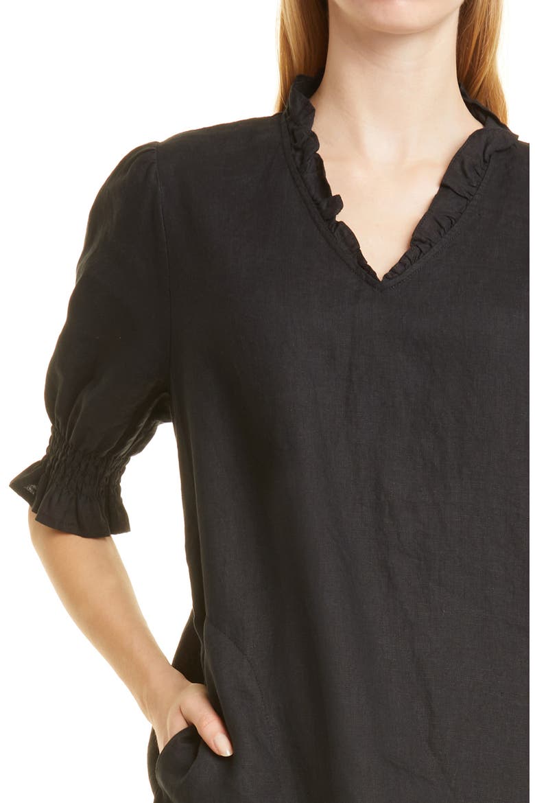 Nydela Linen Shift Dress, Alternate, color, BLACK