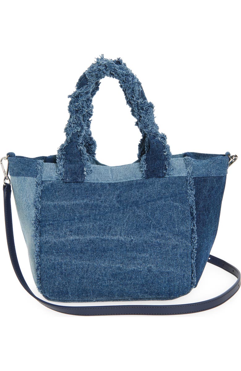Ganni Small Trapeze Denim Shopper Bag, Alternate, color, Dark Blue Vintage