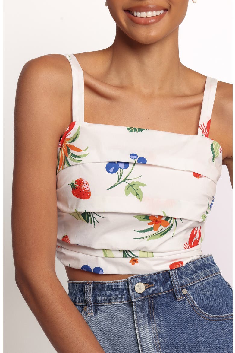 Geneva Fruit Print Bow Accent Cotton Camisole, Alternate, color, OFF WHITE RED
