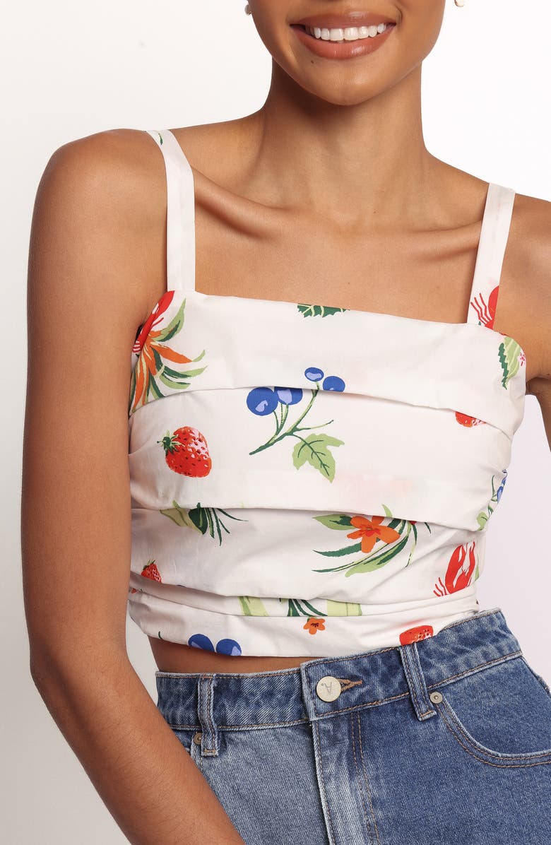 Petal & Pup Geneva Fruit Print Bow Accent Cotton Camisole, Alternate, color, Off White Red