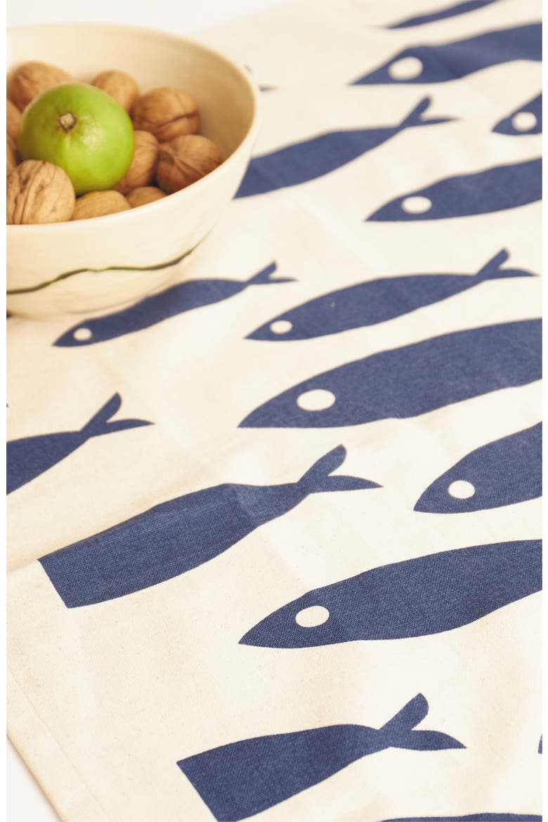 Tea Towels - Fish Set of 2 + Dishcloths Set of 2 - Fish and Wave, Alternate, color, Fish and Wave