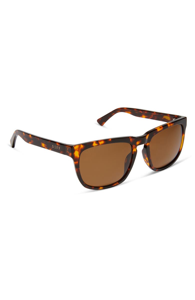 DIFF Jake Polarized Rectangular Sunglasses, Alternate, color, Tortoise Brown