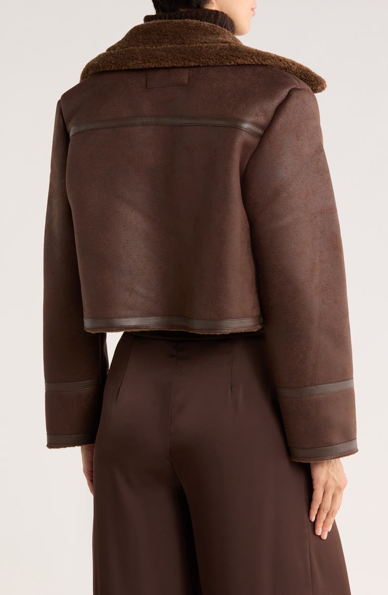 JASON WU Faux Fur Lined Faux Leather Crop Moto Jacket, Alternate, color, 