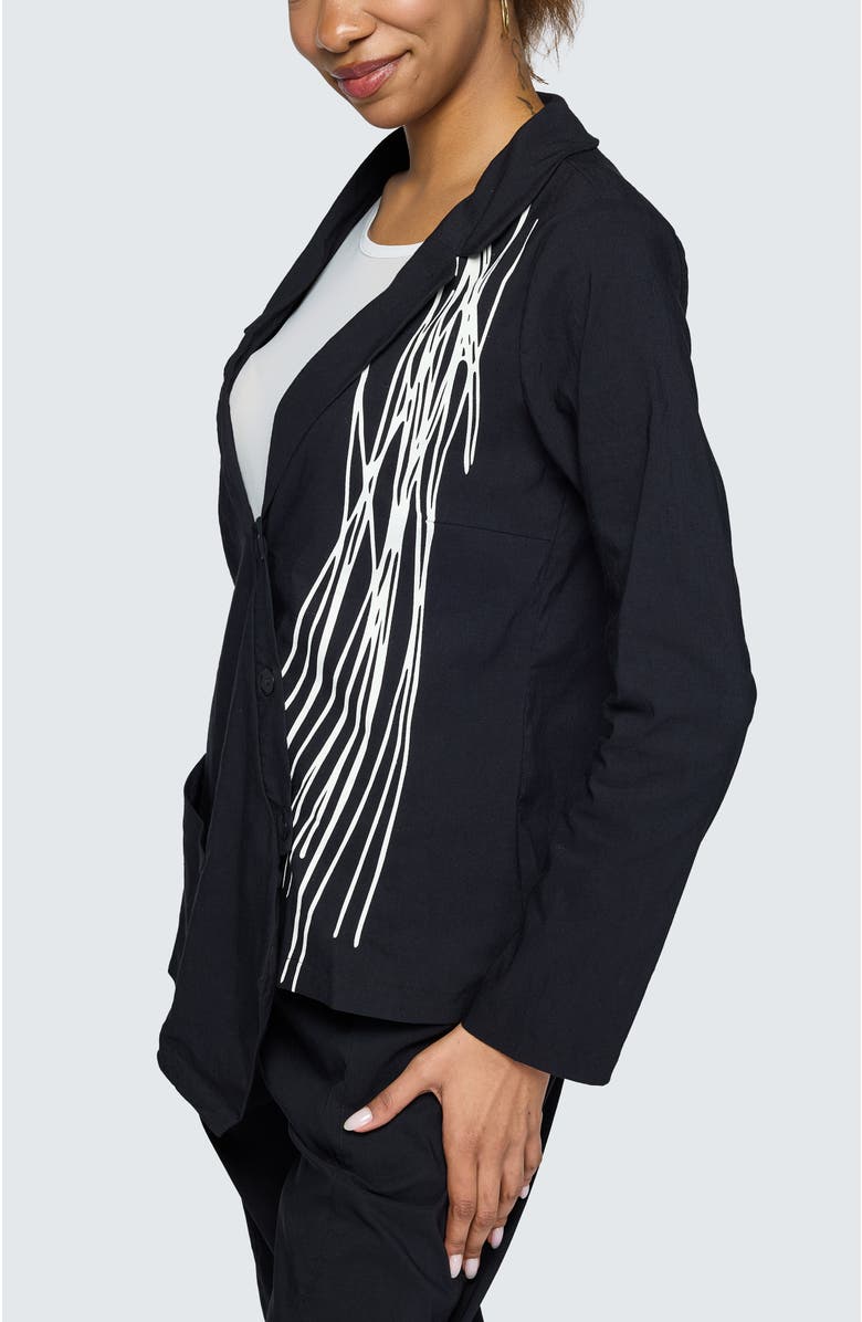LUUKAA Ava Printed Linen Cotton Blended Jacket, Alternate, color, Black