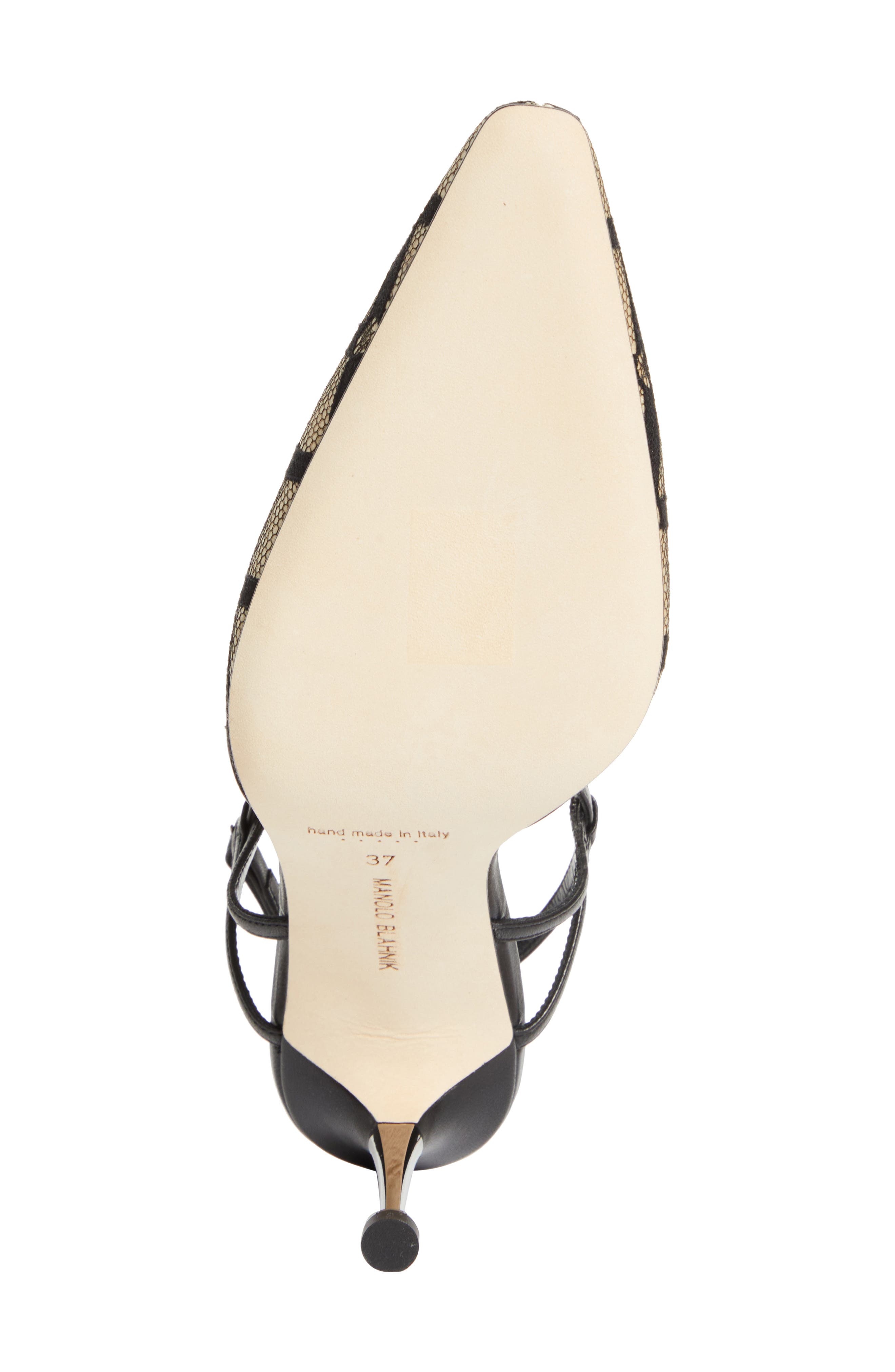 Manolo Blahnik Bolero Ankle Strap Pump, Alternate, color, Black/ Light Beige