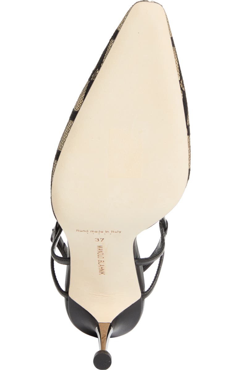 Manolo Blahnik Bolero Ankle Strap Pump, Alternate, color, Black/ Light Beige