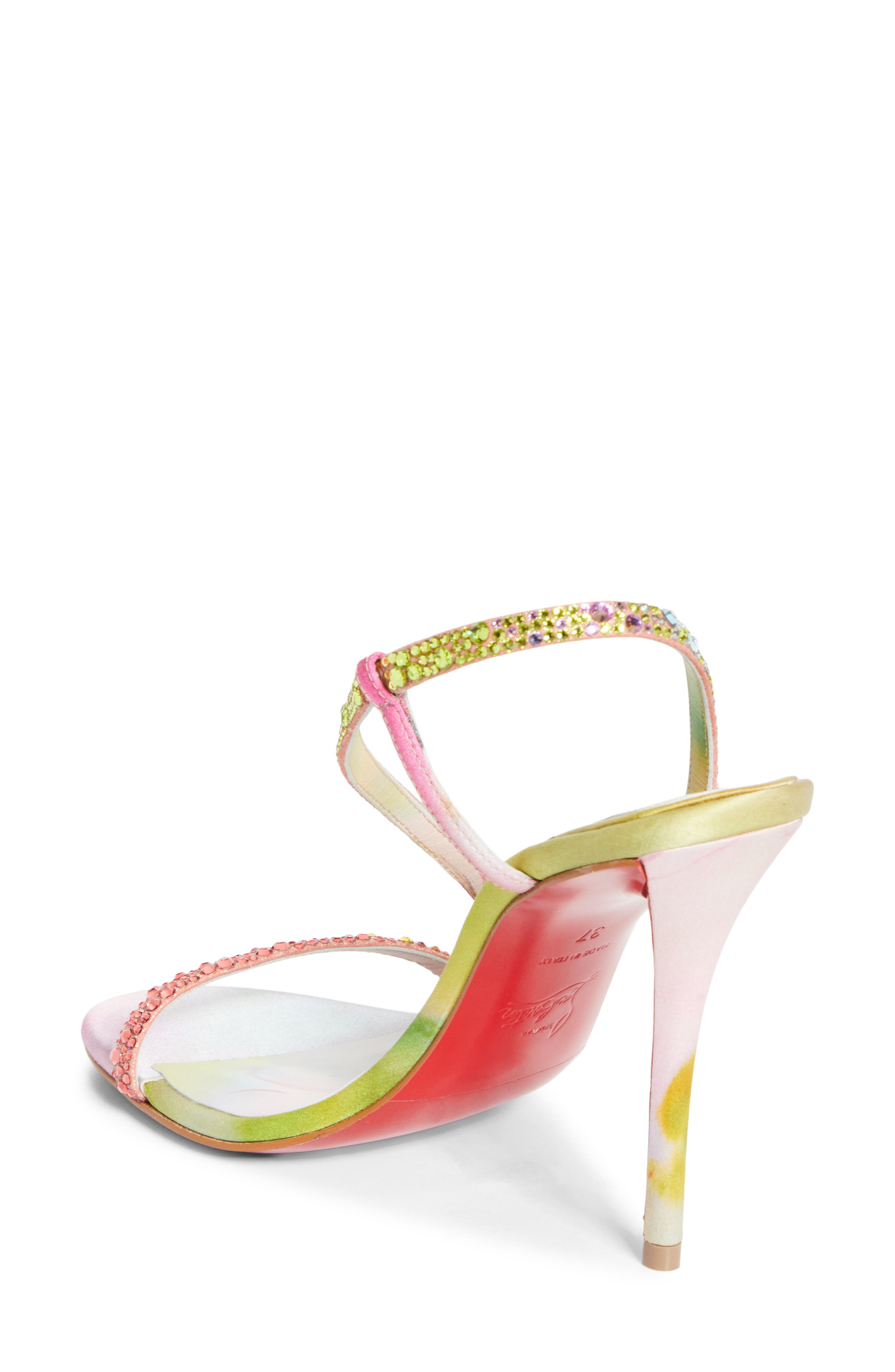 Christian Louboutin Rosa Z Crystal Embellished Slingback Sandal, Alternate, color, Yellow Multi