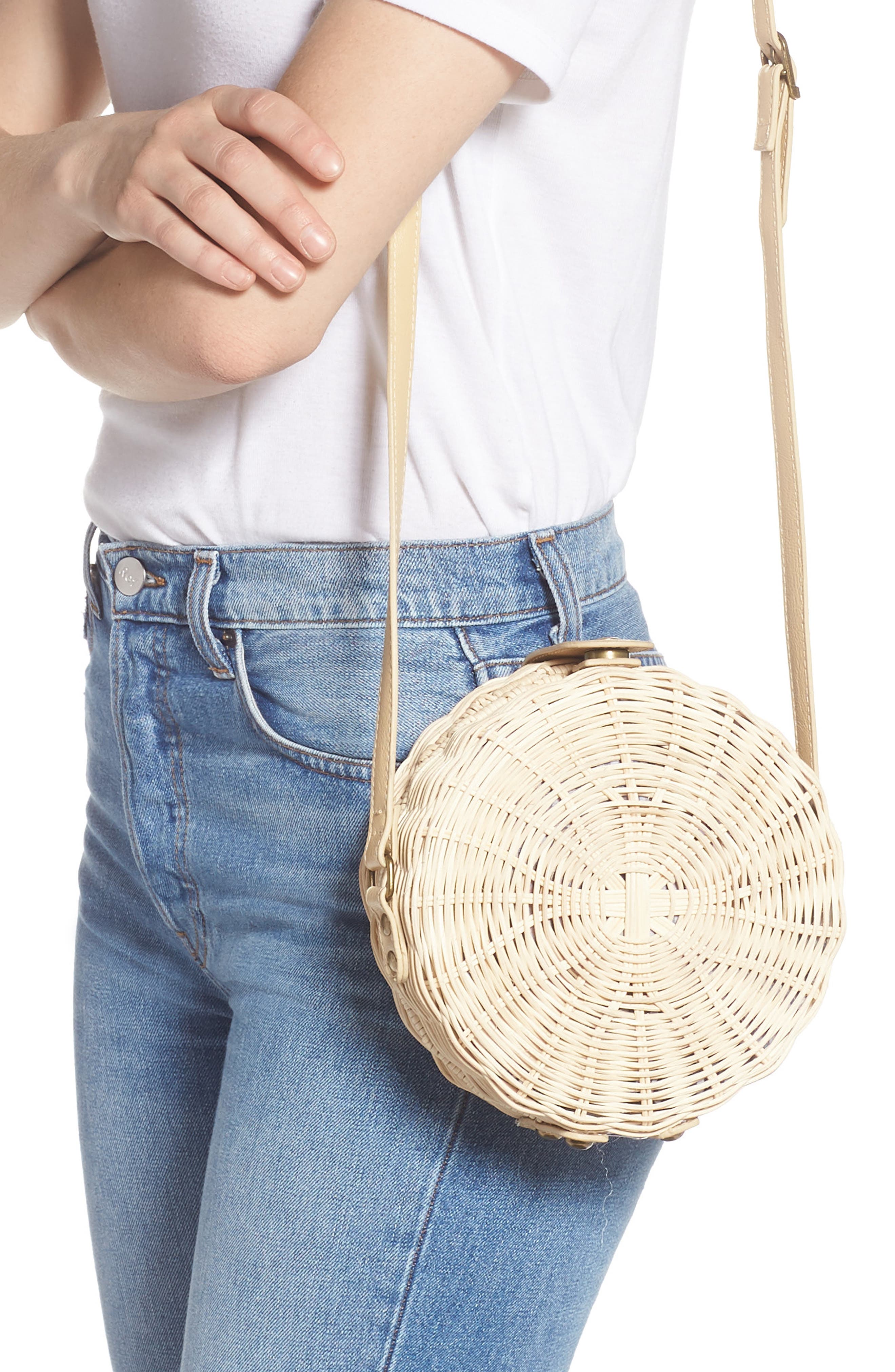 Mali + Lili Hazel Woven Rattan Circle Bag, Alternate, color, 