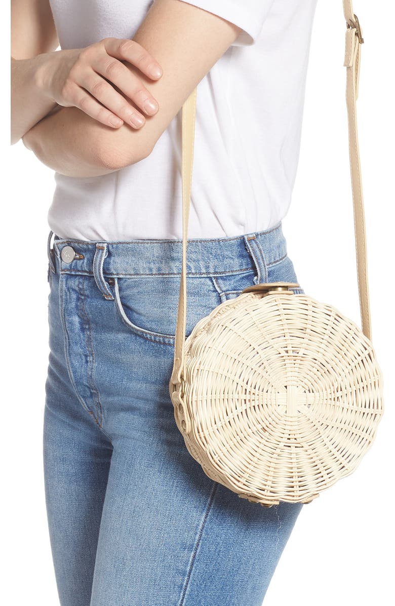 Mali + Lili Hazel Woven Rattan Circle Bag, Alternate, color,