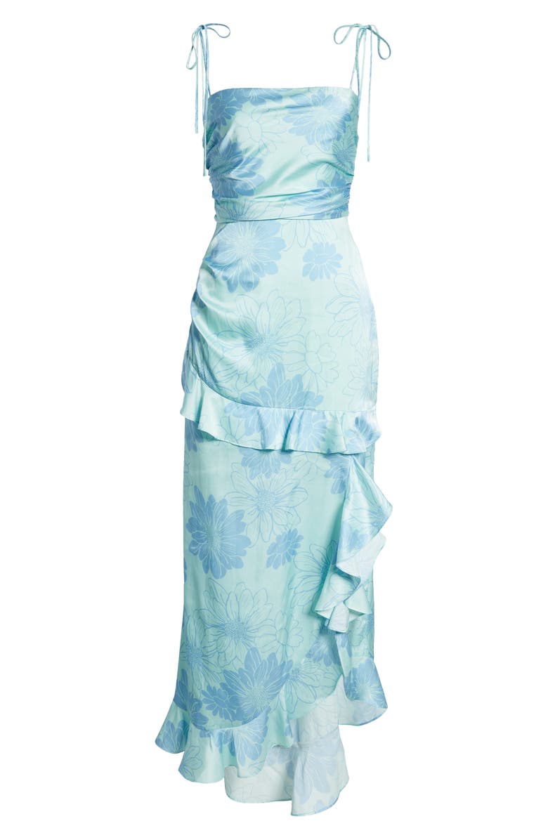 WAYF Floral Tie Strap Satin Maxi Dress, Alternate, color, 