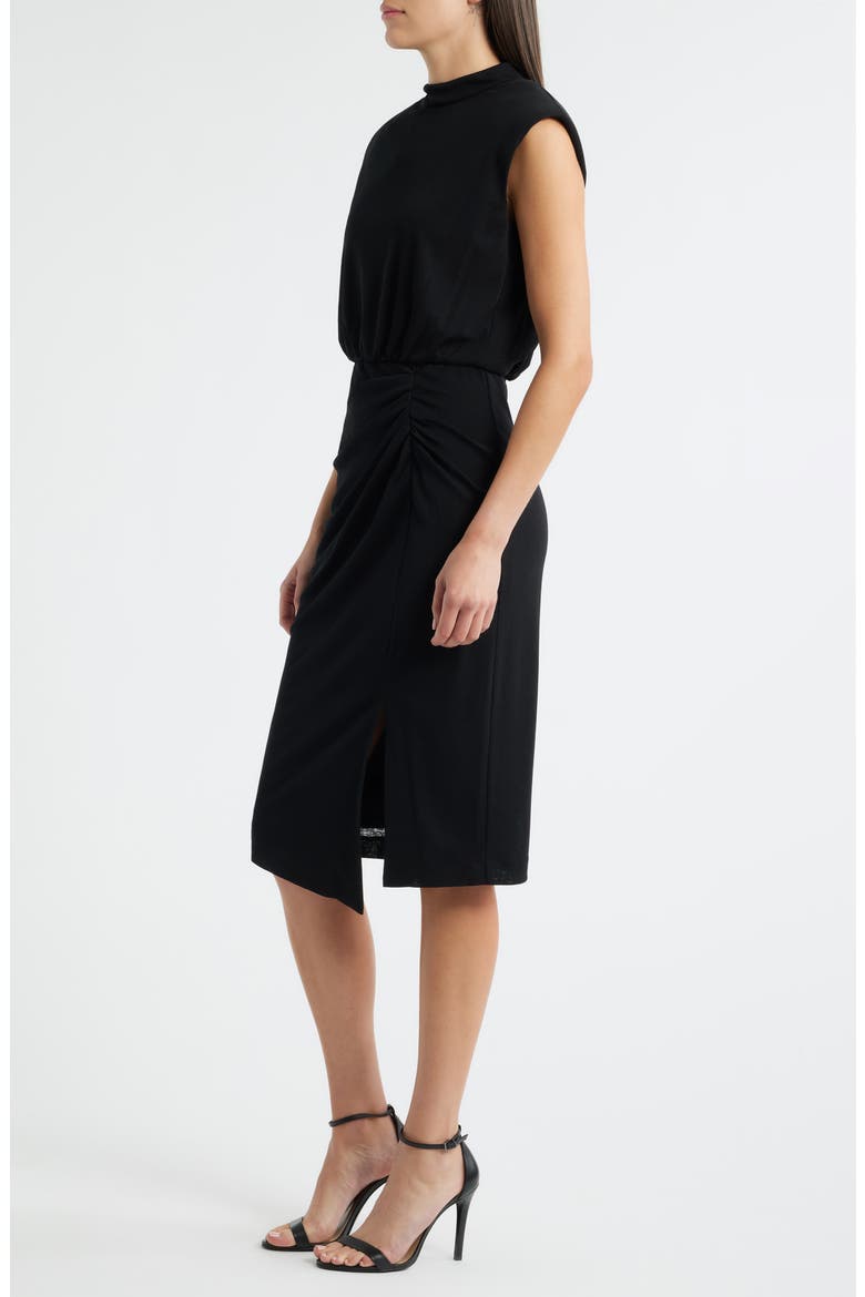Ruched Knit Dress, Alternate, color, BLACK