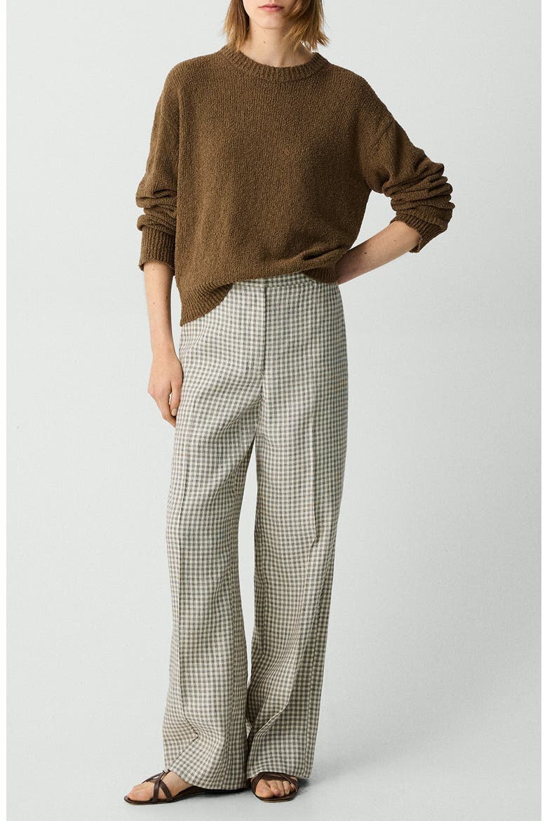 Check Linen Blend Pants, Alternate, color, CREAM/ GREY MULTI