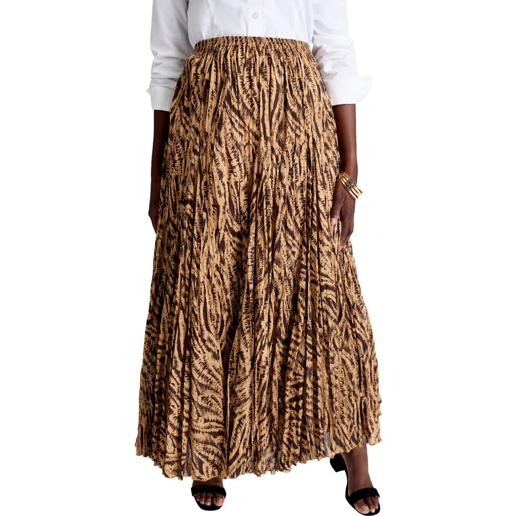 Jessica London Flowing Crinkled Maxi Skirt In Brown