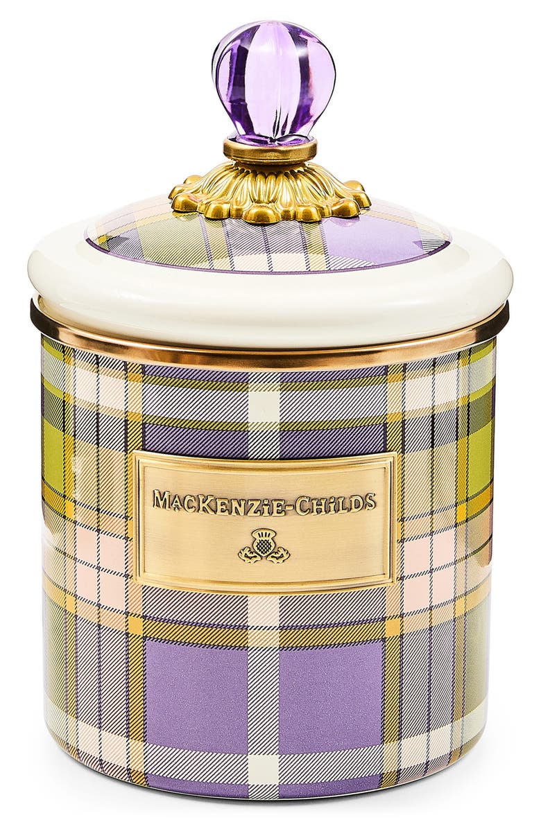 MACKENZIE CHILDS Tartan Violet Small Canister, Main, color, Tartan Violet
