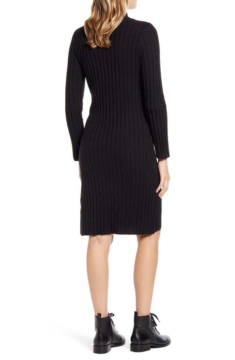 BP. Ribbed Long Sleeve Sweater Dress, Alternate, color,