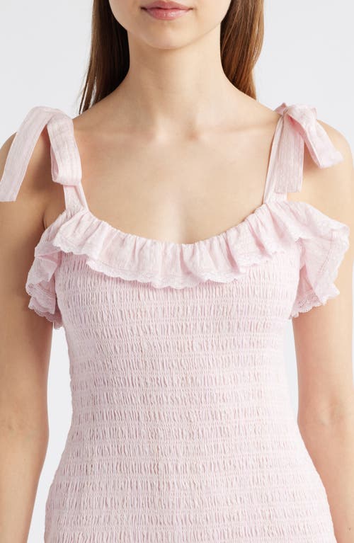 Loveshackfancy Sherina Metallic Ruffle Minidress In Pink