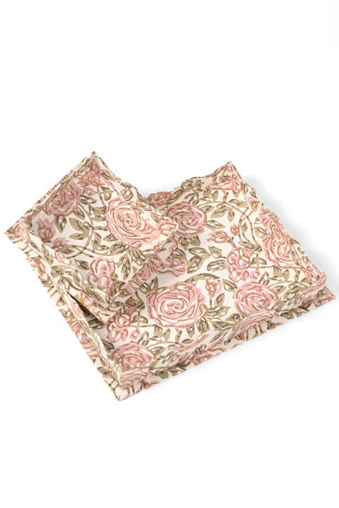 Nesting Scalloped Blockprint Trays - Set of 2