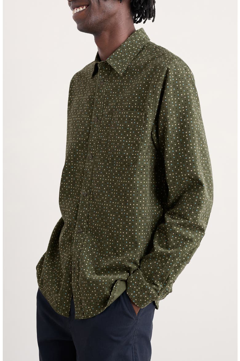 Shoreman Diamond Print Organic Cotton Corduroy Button-Up Shirt, Alternate, color, ROCK SPOT HOSTA