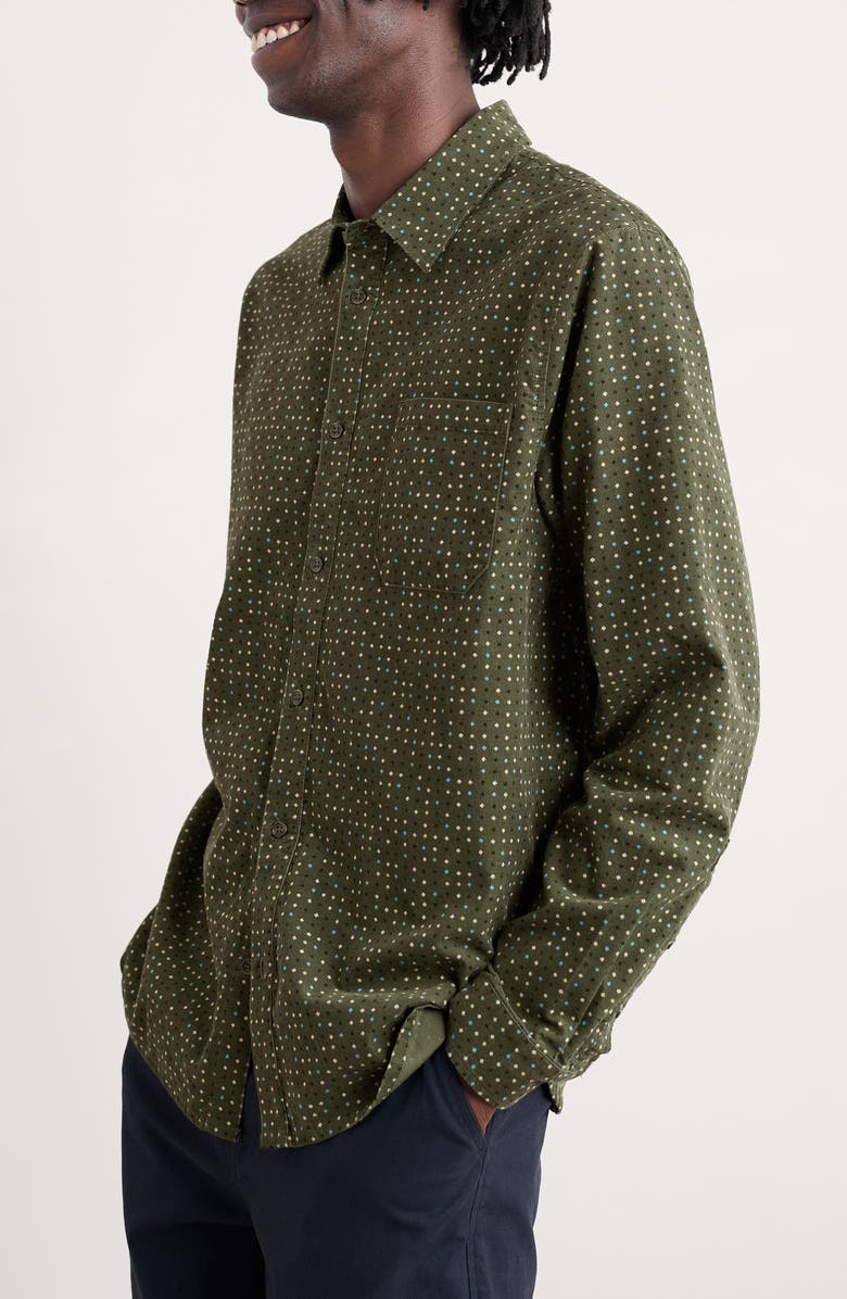 Seasalt Cornwall Shoreman Diamond Print Organic Cotton Corduroy Button-Up Shirt, Alternate, color, Rock Spot Hosta