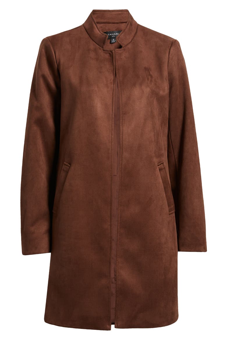 Faux Suede Long Jacket, Alternate, color, ESPRESSO