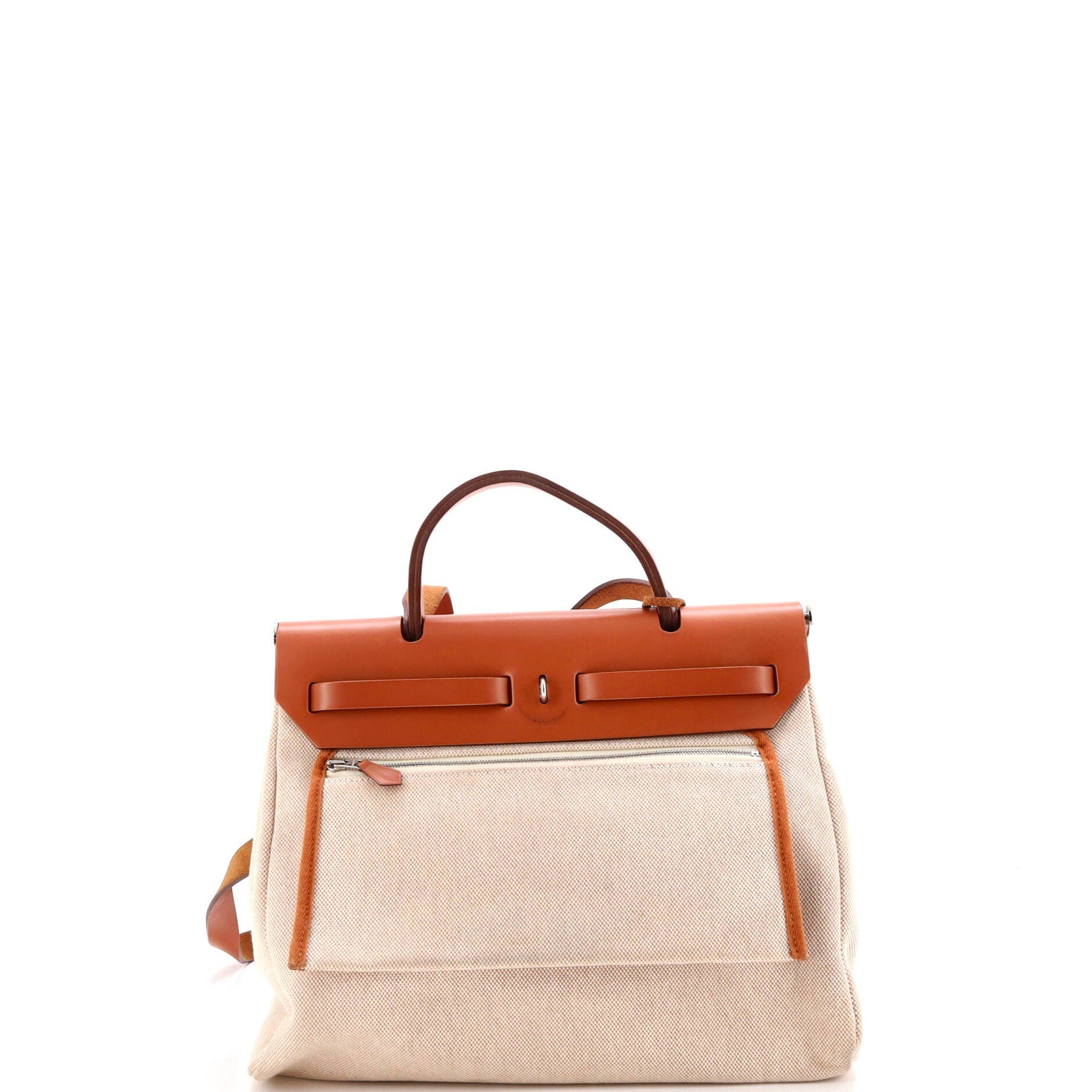 Pre-Owned Hermes Herbag Zip Pegase Pop Toile and Leather 31, Alternate, color, Gold