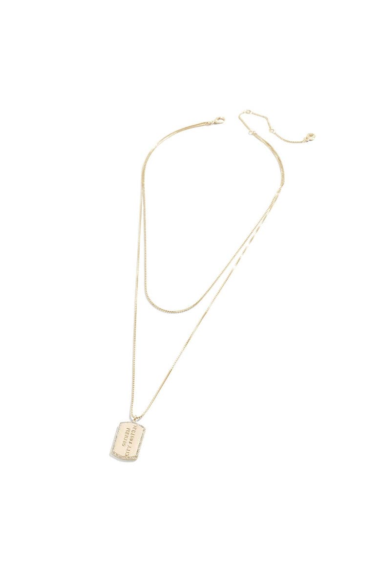 x Baublebar New York Jets Gold Dog Tag Necklace, Alternate, color, Gold