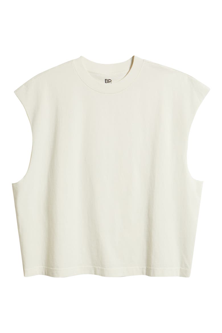 Boxy Crop Cutoff Cotton Tank, Alternate, color, IVORY EGRET