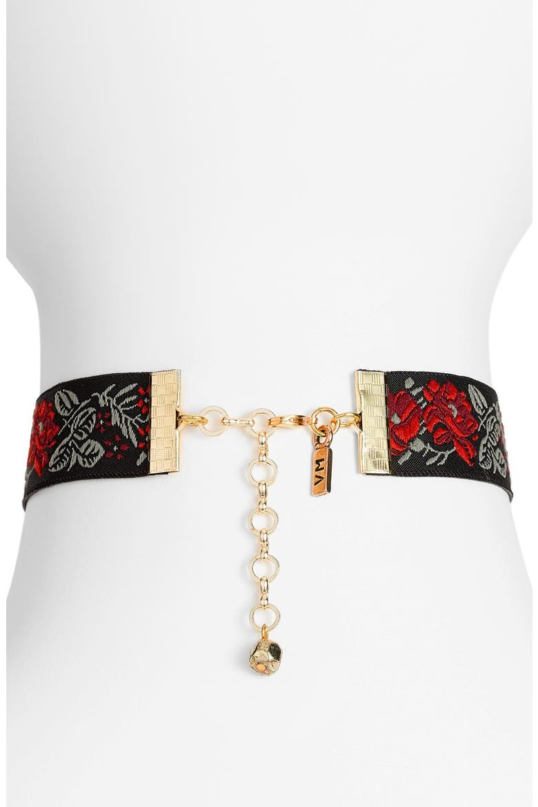 Rose Ribbon Choker, Alternate, color, BLACK